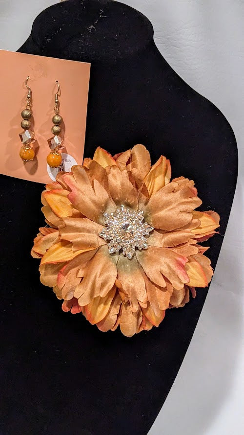 Diamond Spice Brooch & Earrings Set