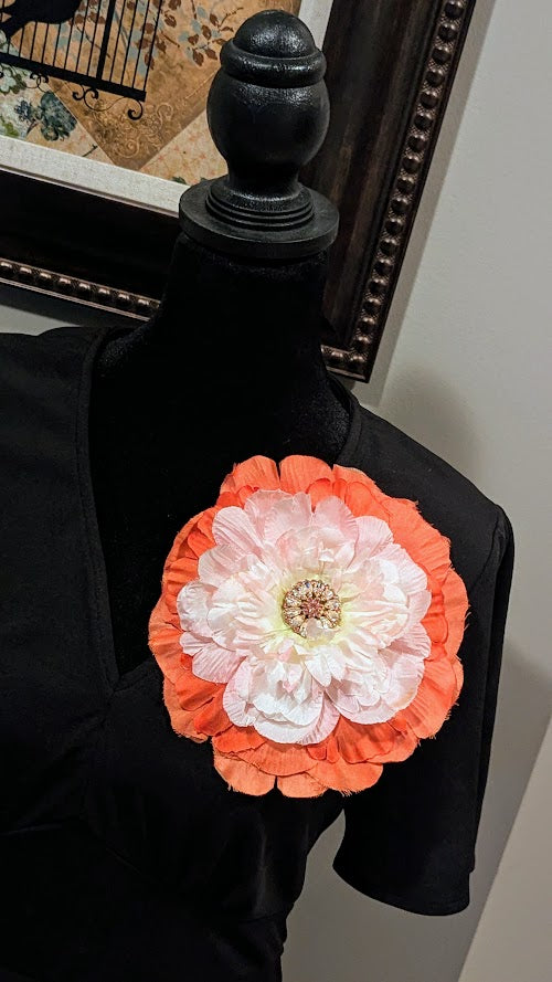“Pink Peach” Brooch & Earrings Set