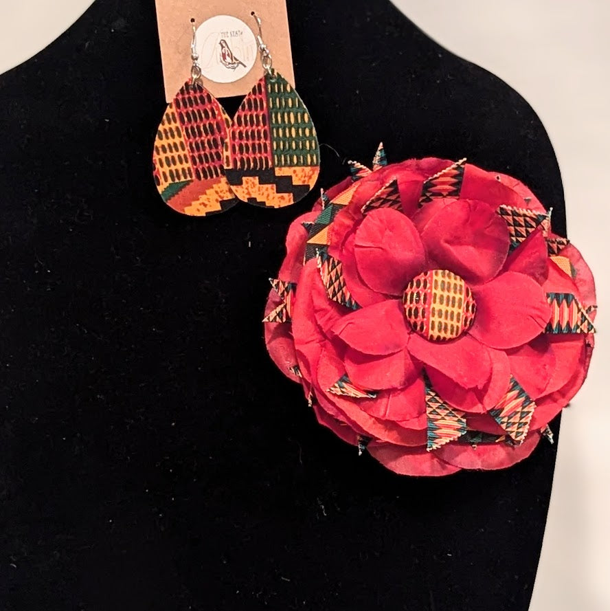 "Kente Cloth" Brooch Set (Brooch & Earrings)