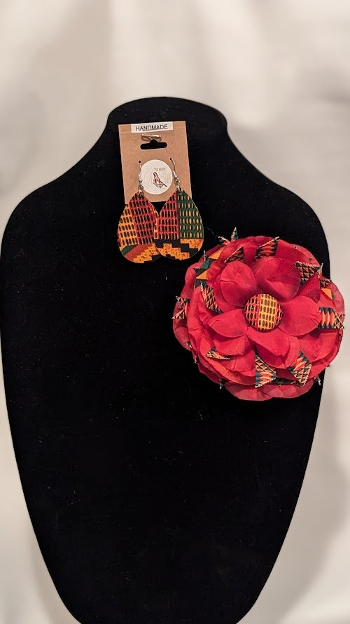 "Kente Cloth" Brooch Set (Brooch & Earrings)