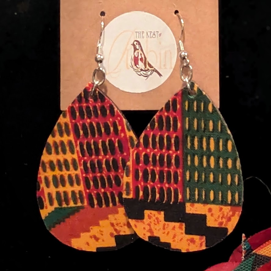 "Kente Cloth" Brooch Set (Brooch & Earrings)