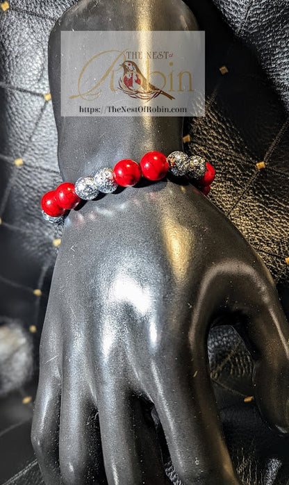 "Silver Cardinal" Genuine Stone Bracelet