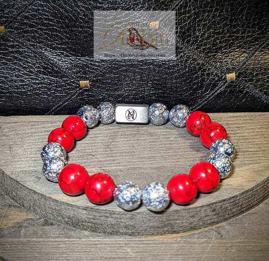 "Silver Cardinal" Genuine Stone Bracelet