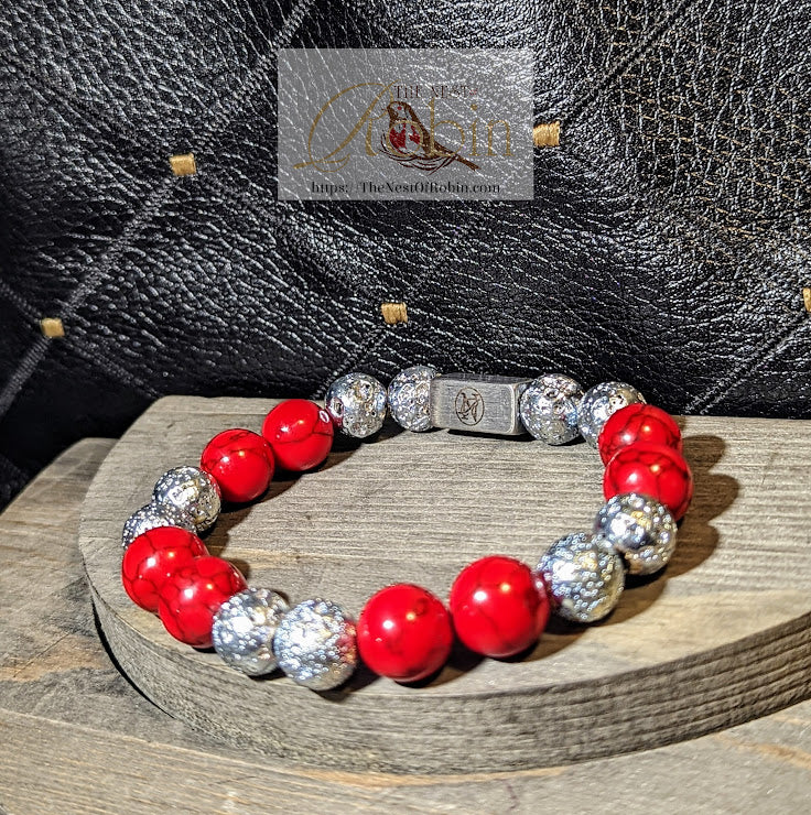 "Silver Cardinal" Genuine Stone Bracelet