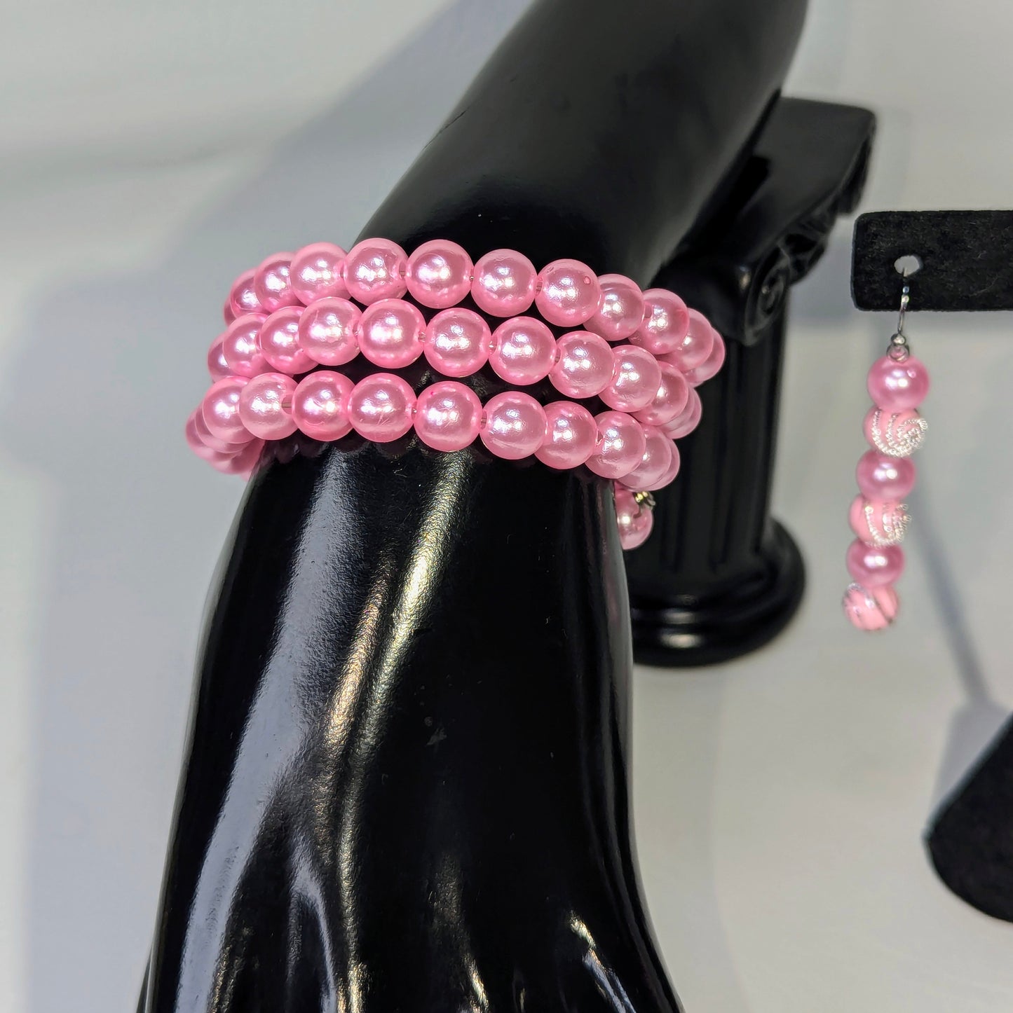 "Pink Pearls" Bracelet & Earrings Set