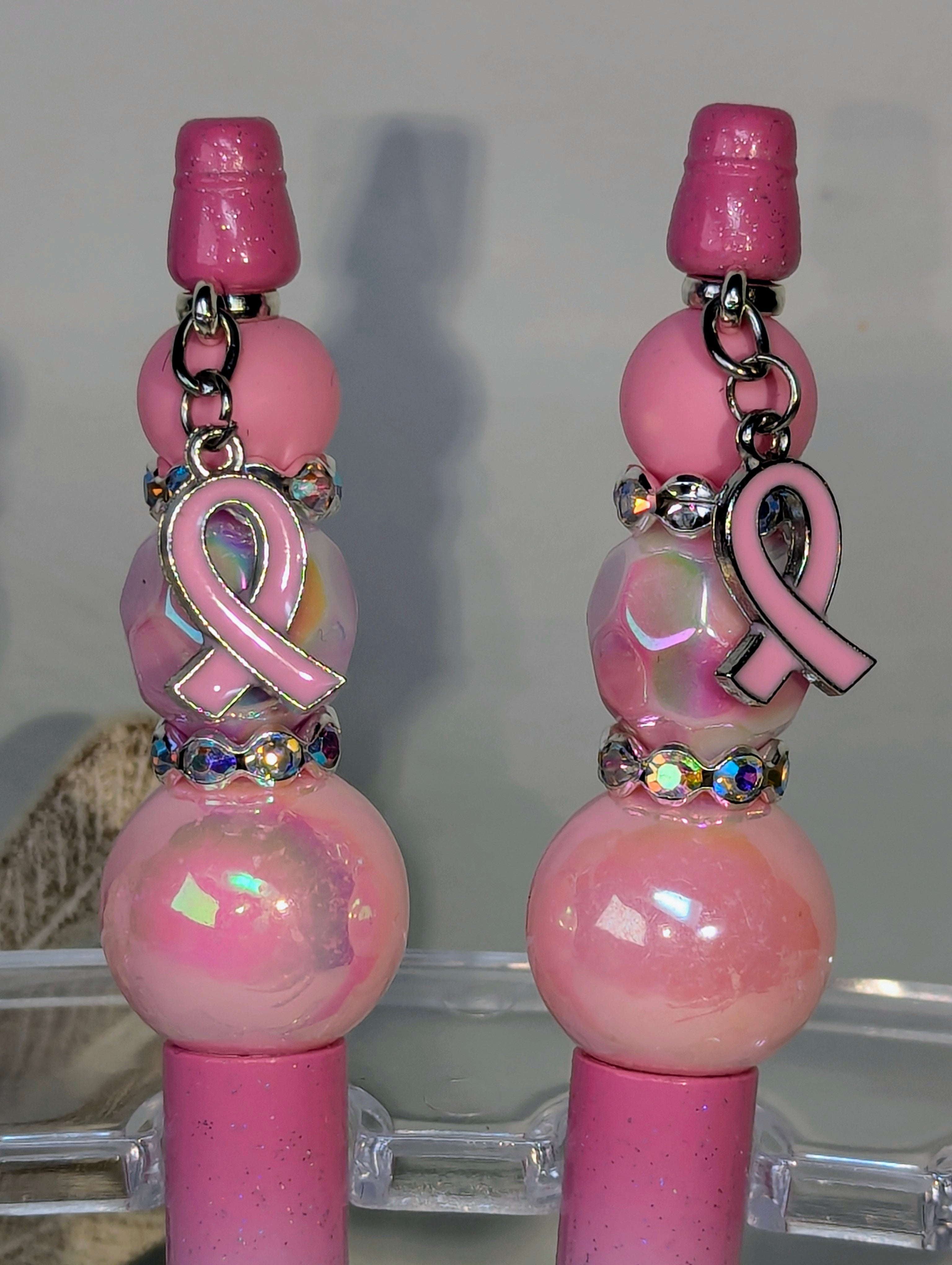 "Pink Ribbon" Beaded Ink Pen