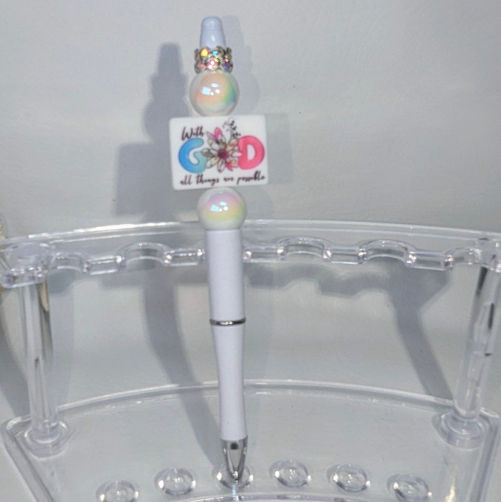 "With God, All Things Are Possible" Beaded Ink Pen