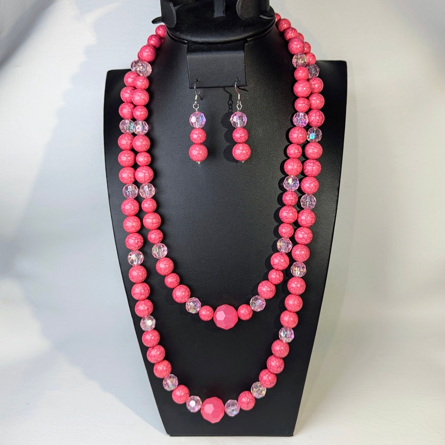 "Boldly Hot & Pink" Brooch, Necklace & Earrings Set