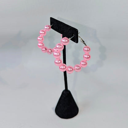 Pink Pearl Hoops