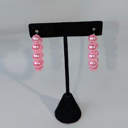 Pink Pearl Hoops