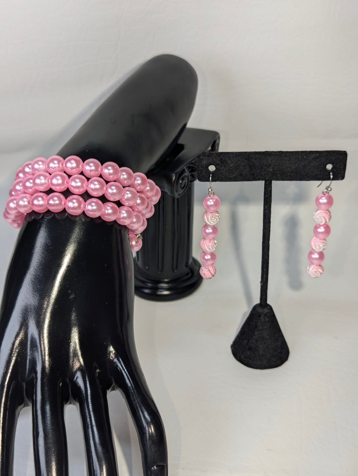 "Pink Pearls" Bracelet & Earrings Set