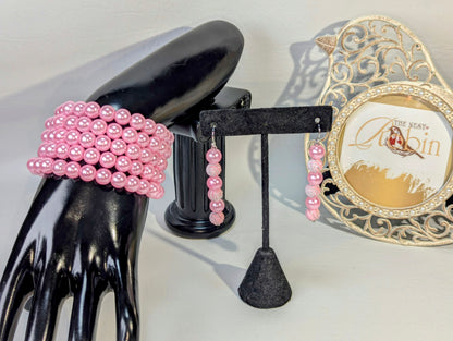 "Pink Pearls" Bracelet & Earrings Set