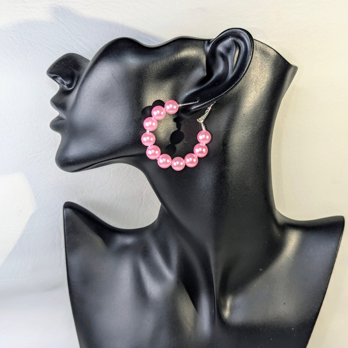 Pink Pearl Hoops