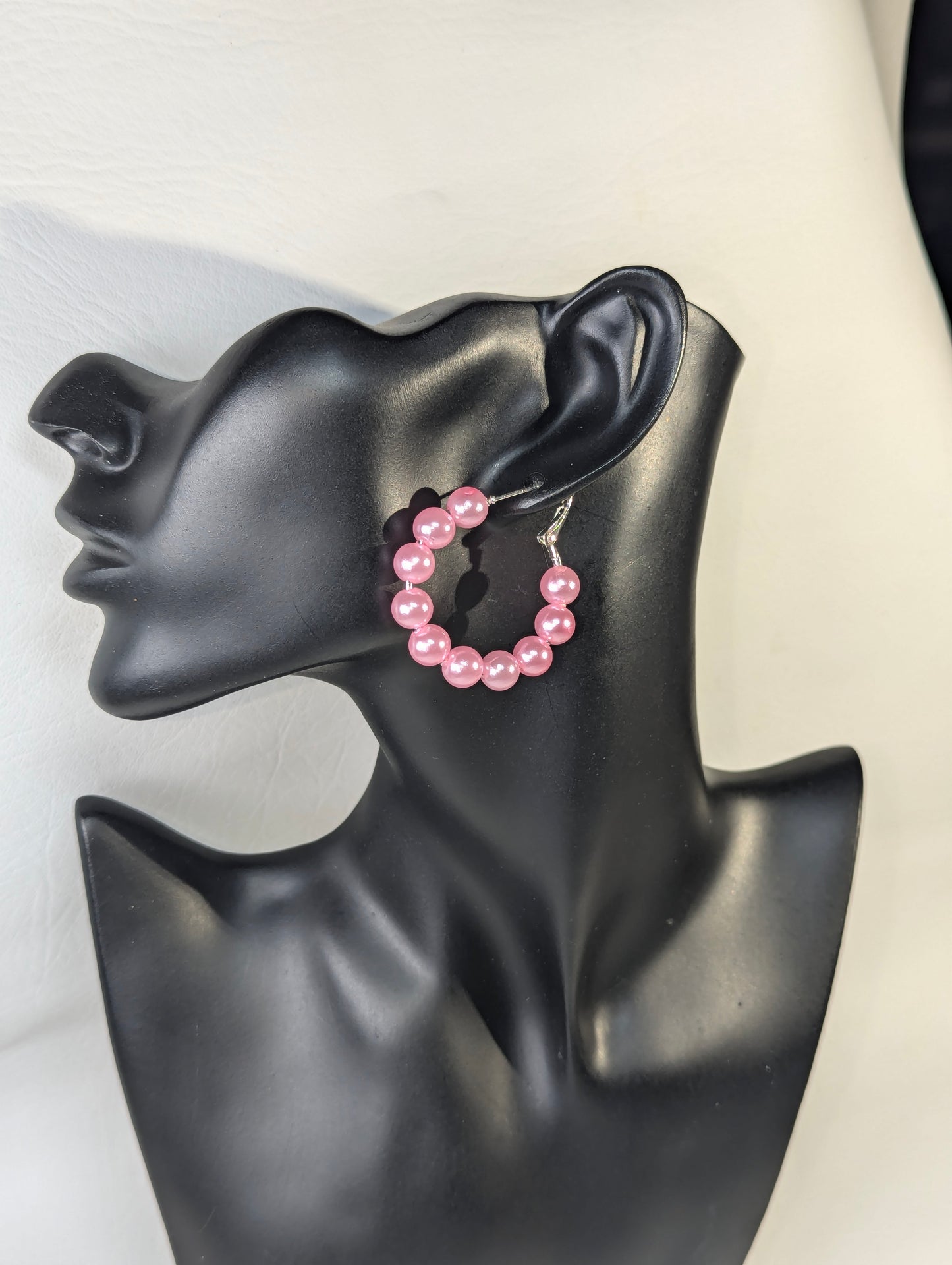 Pink Pearl Hoops